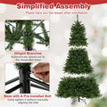 6/7/8FT Pre-Lit Artificial Christmas Tree, Hinged Xmas Tree with Remote, Warm White LED Lights, Timer, Adjustable Lighting Modes for Holiday Decor
